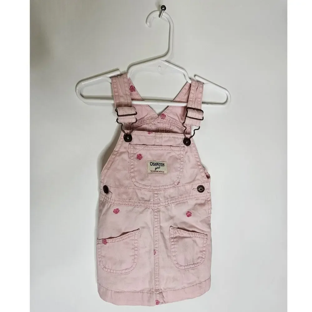 Oshkosh Overalls Jumper Dress Pink Flowers Vestbak 18 Month Pink